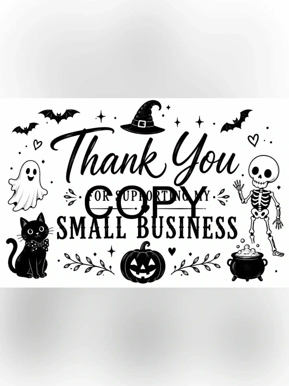 100 Halloween Thank You Small Business Labels | Black & White Spooky Packaging